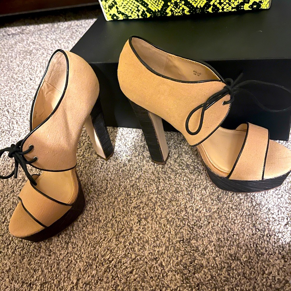 Lace Up Open Toe Heels